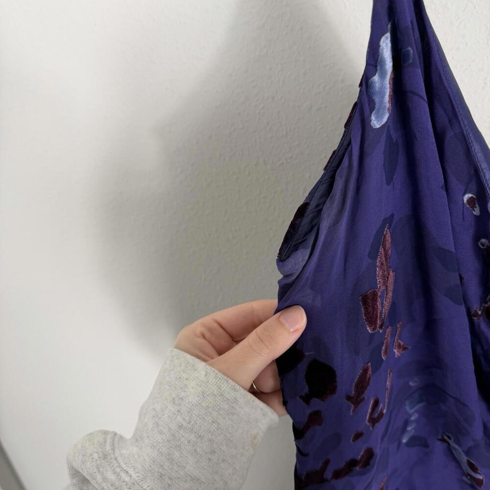 Vintage Y2K Burnout Velvet Babydoll Slip Dress Silk Whimsy Dark Floral Fairy 16 - Picture 4 of 8
